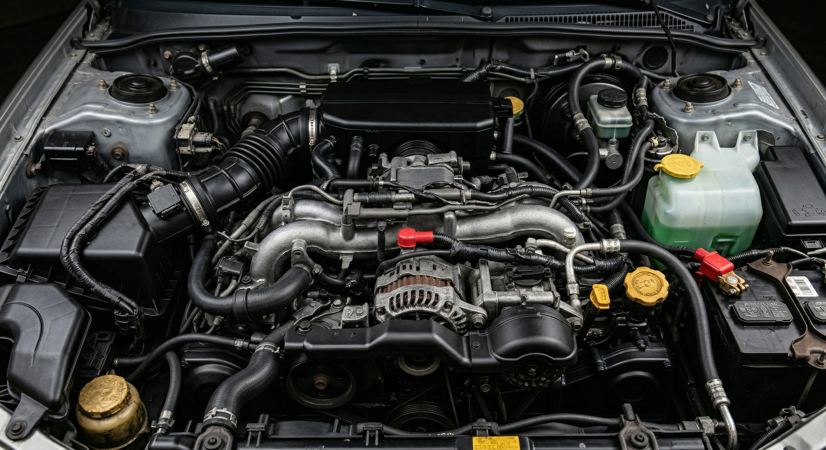 After: professionally degreased and dressed engine bay